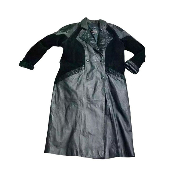 Wilsons The Leather Experts Womens Leather Trench Coat Black Size Large - Picture 1 of 14